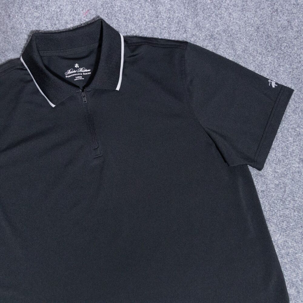 Brooks Brothers Performance Series 1/4 Zip Short Sleeve Polo Shirt Large Golf